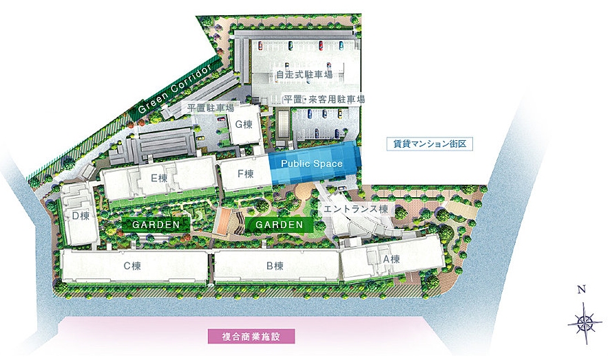 プレミスト船橋塚田の配棟図