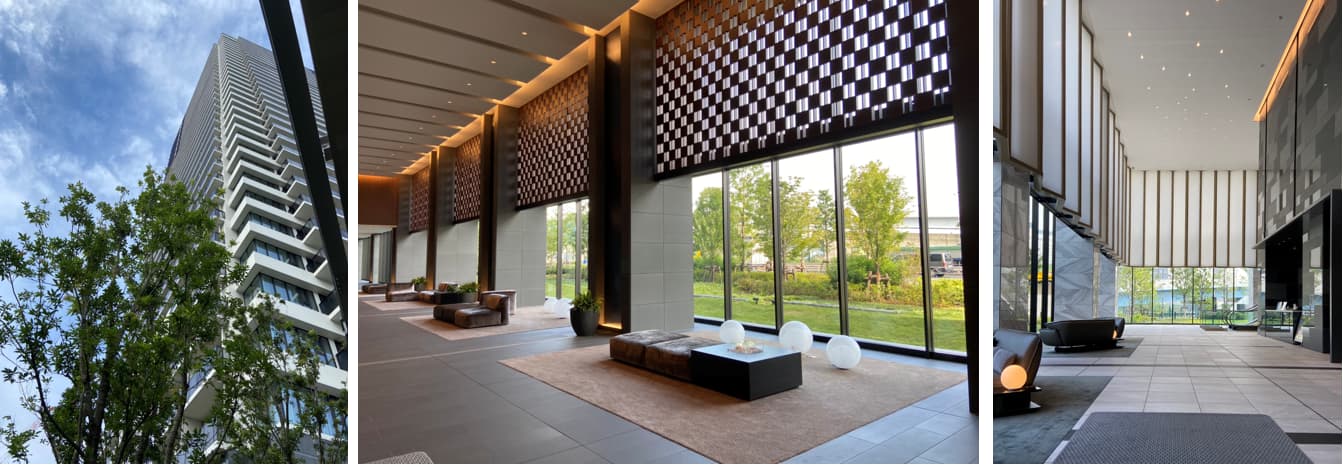 シティタワーズ東京ベイの外観と共用スペース