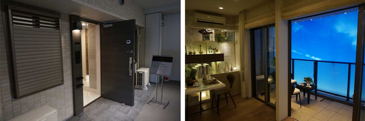 ジオ南砂町のモデルルーム(玄関と連窓サッシ)