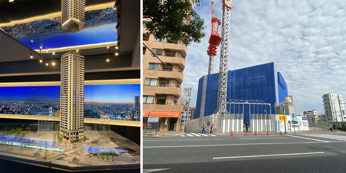 プラウドタワー東池袋ステーションアリーナの模型と現地