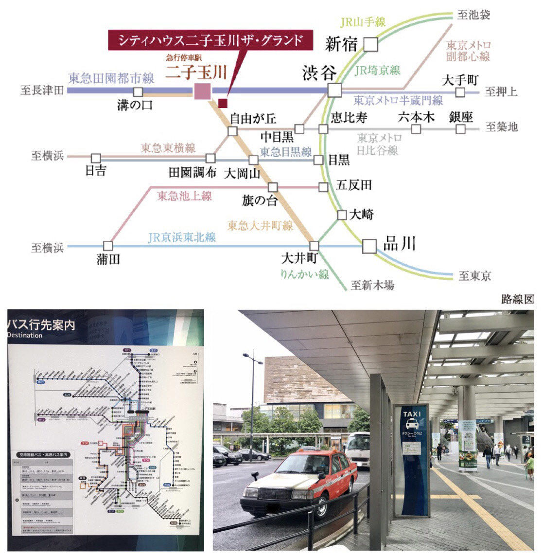 シティハウス二子玉川 ザ・グランドの交通アクセス図