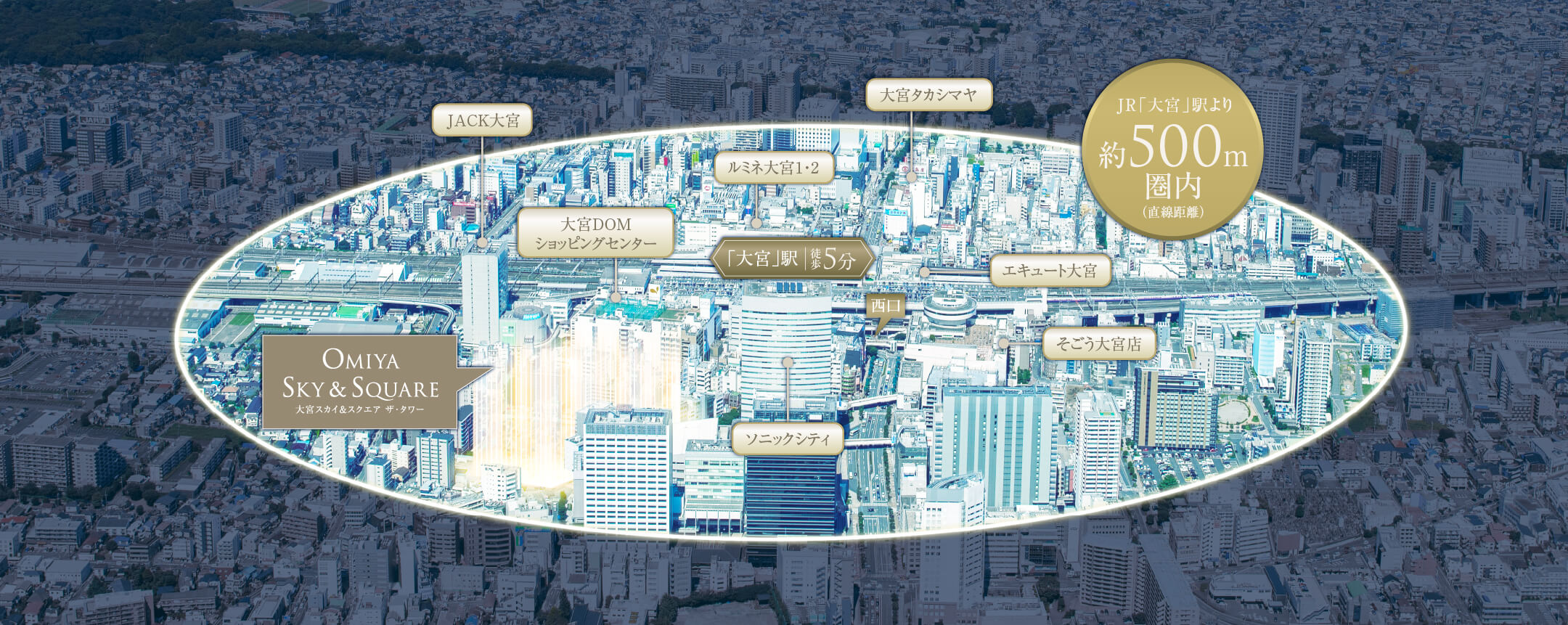 ⑥大宮スカイ&スクエア ザ・タワーの現地航空写真