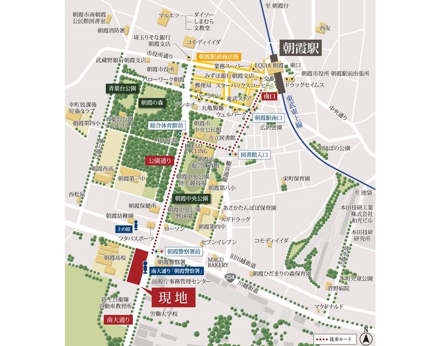 シャリエ朝霞グランフィールドの現地案内図
