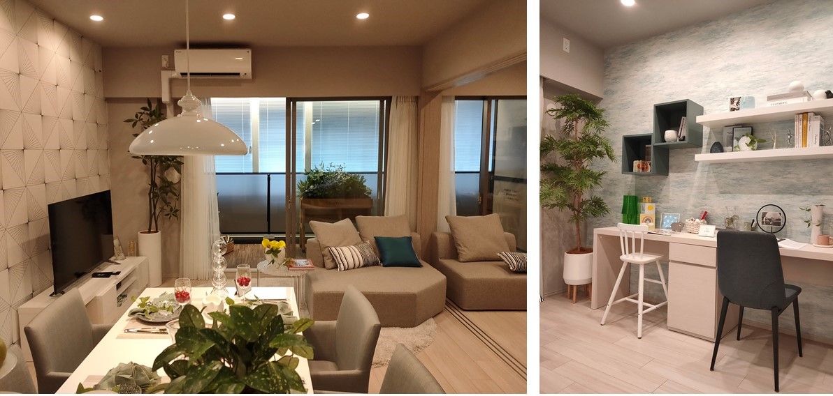 シャリエ朝霞グランフィールドのモデルルーム（リビング・ダイニング）