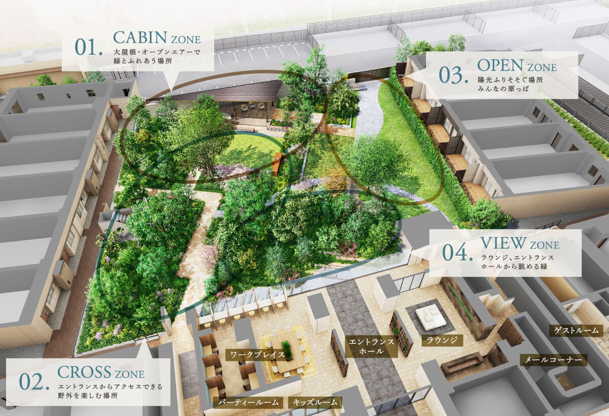 シャリエ朝霞グランフィールドのセンターパーク完成予想CG