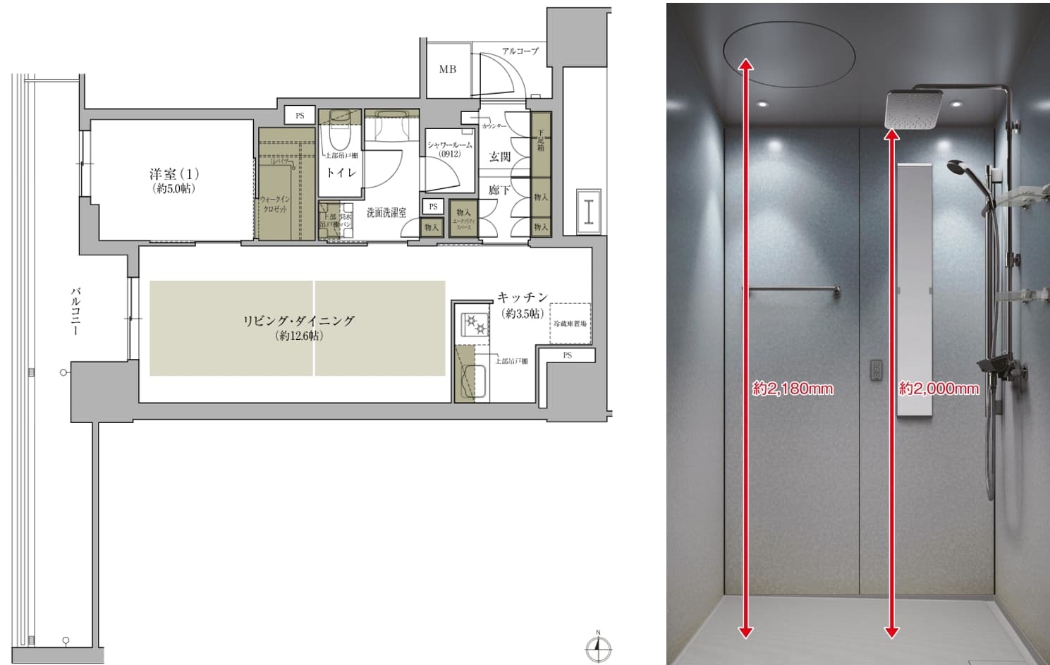 ジオタワー堺筋本町のDtype間取り図と設備