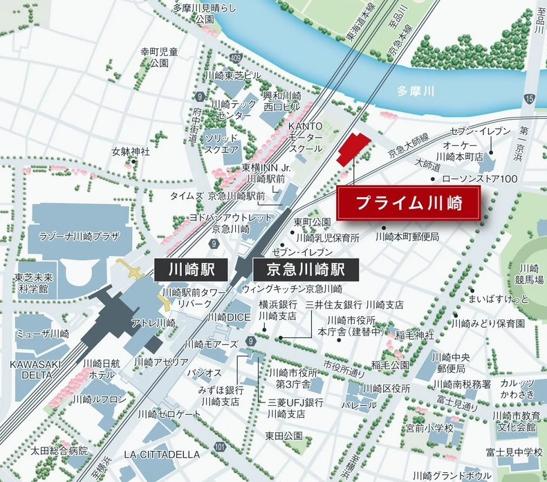 プライム川崎の現地案内図