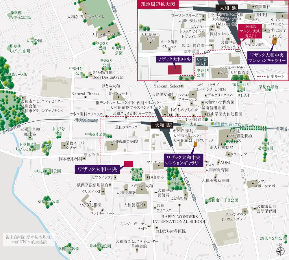 ワザック大和中央の現地案内図