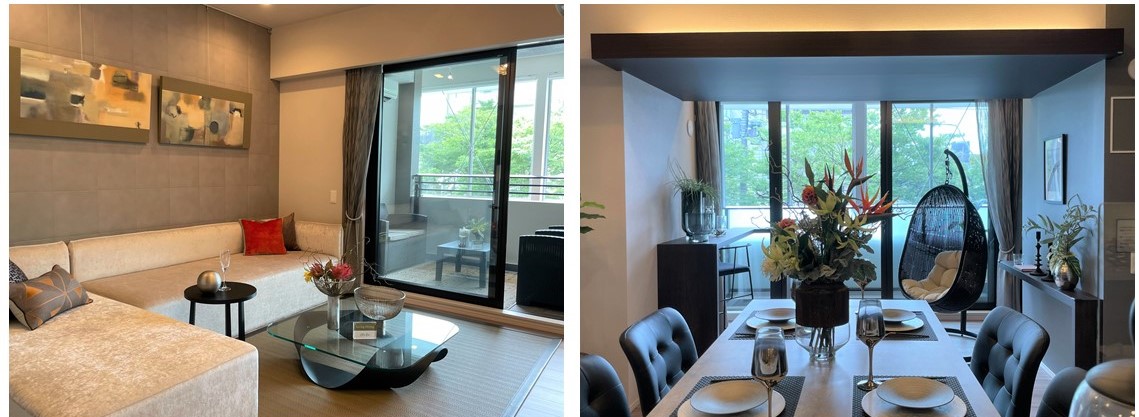 アルファグランデ成田八番街のモデルルーム（リビング・ダイニング）