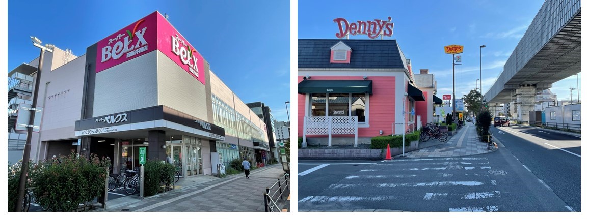 ワザック西新井大師西の周辺環境（スーパー、飲食店）