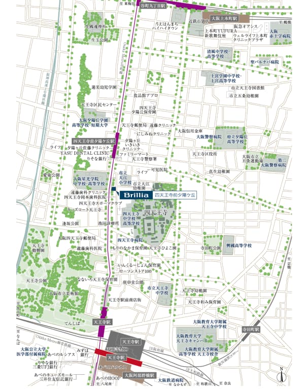 Brillia 四天王寺前夕陽ケ丘の周辺地図