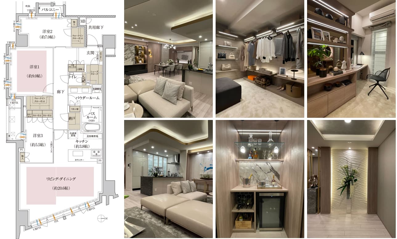 プレミスト京都 四条堀川のモデルルームと間取り図