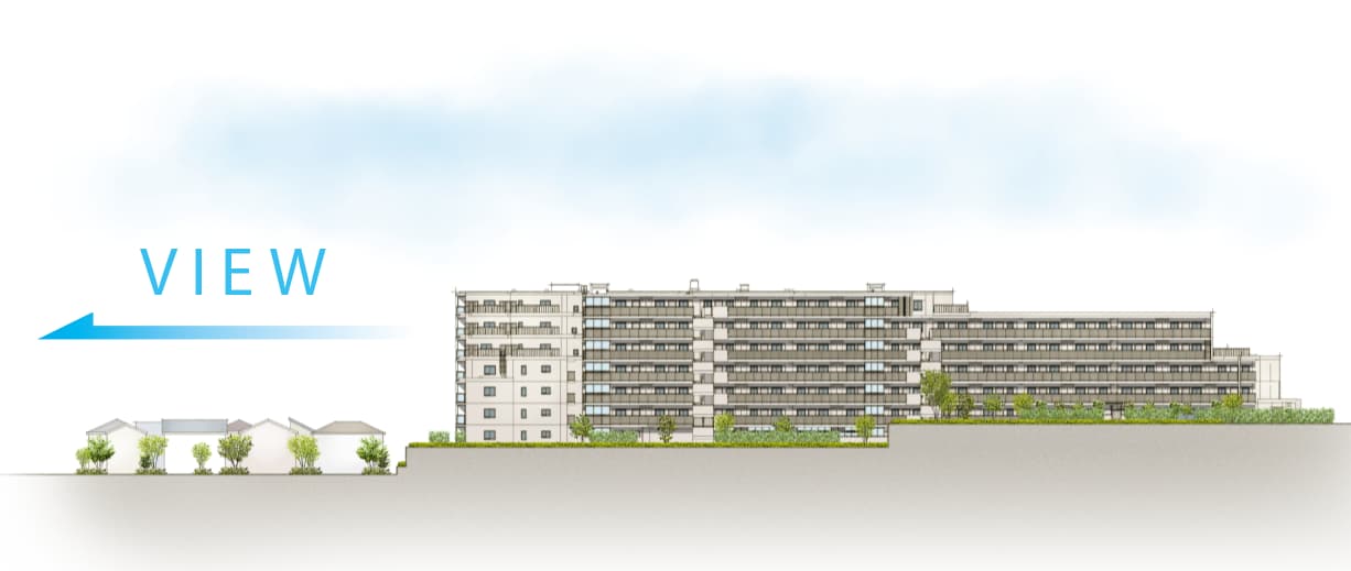 ヴィークステージ船橋薬園台ソライエの南面開放イメージイラスト