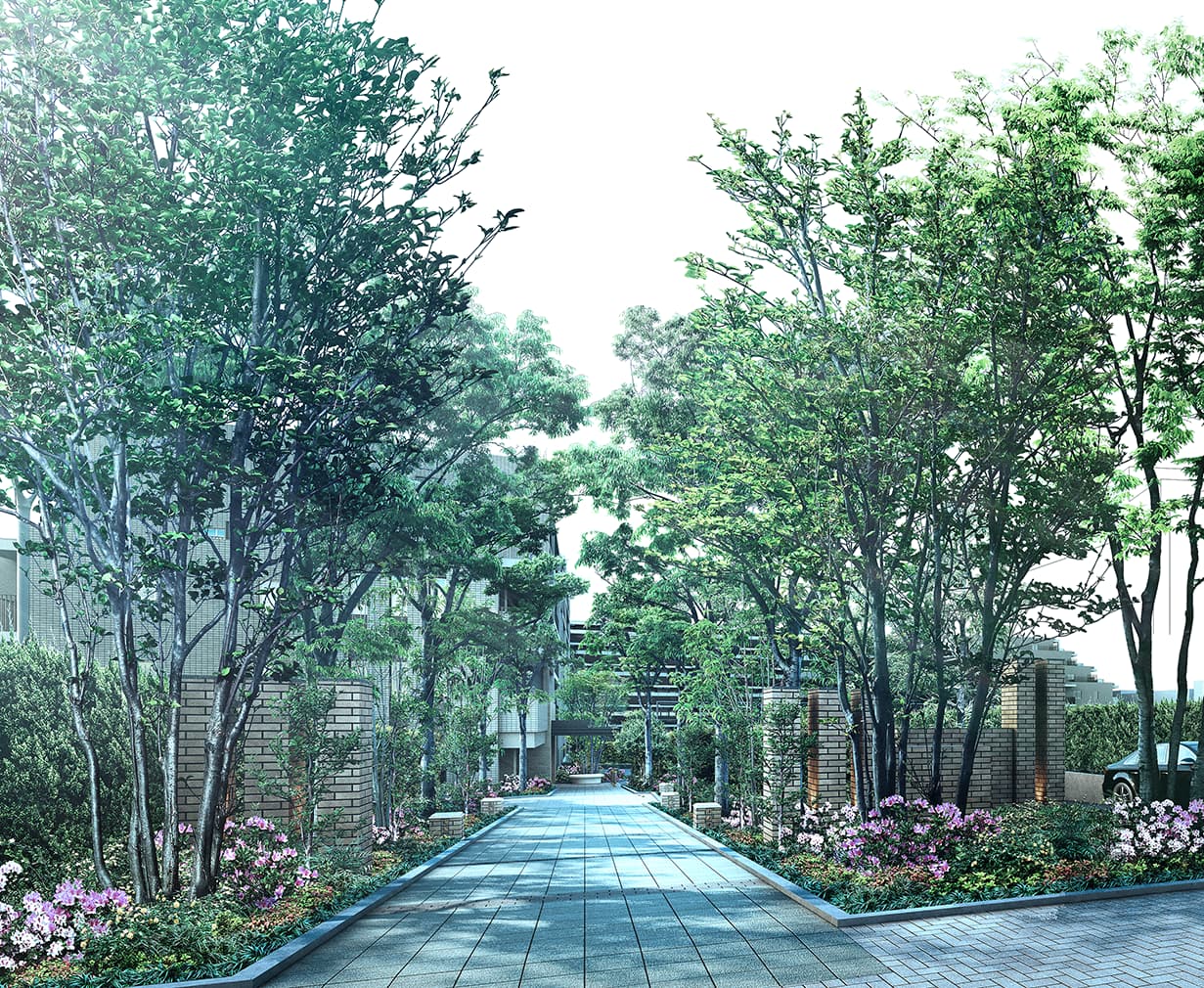 ヴィークステージ船橋薬園台ソライエの外観完成予想CGエントランス