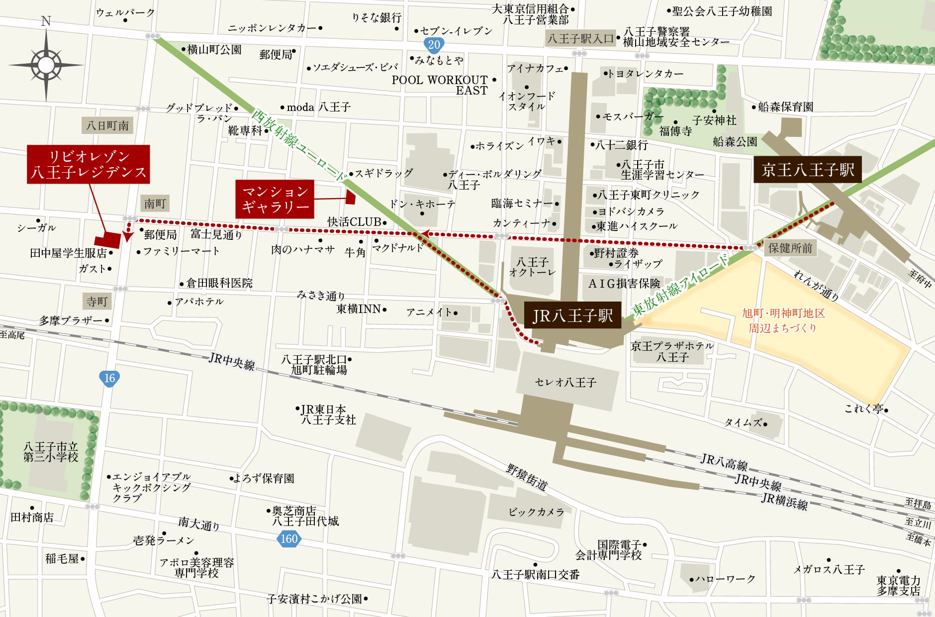 リビオレゾン八王子レジデンスの現地案内図