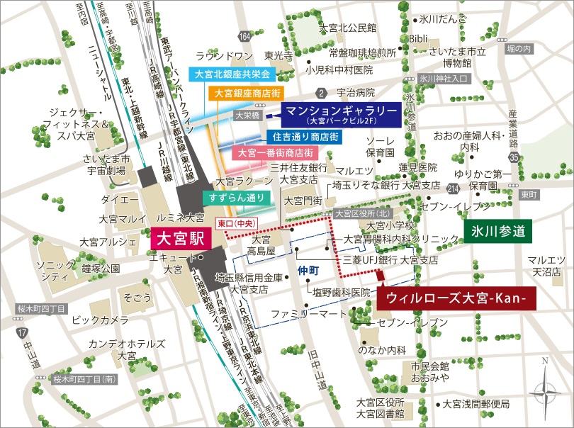 ウィルローズ大宮-Kan-の現地案内図