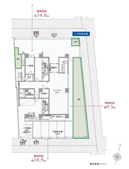 ウィルローズ大宮-Kan-の敷地配置イラスト