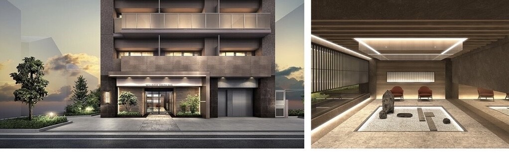 ウィルローズ大宮-Kan-のエントランスアプローチ・エントランスホール完成予想CG