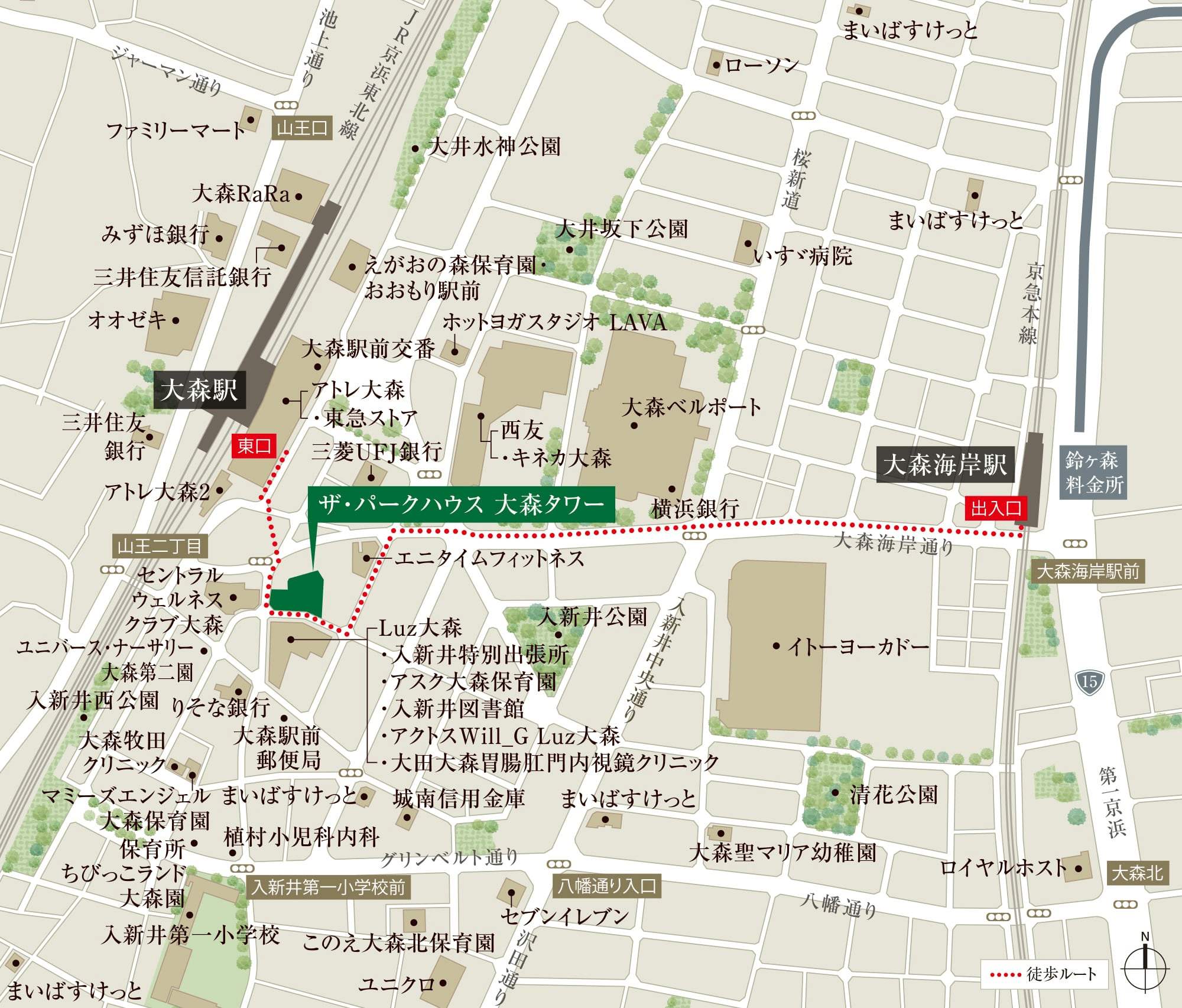 ザ・パークハウス 大森タワーの現地案内図