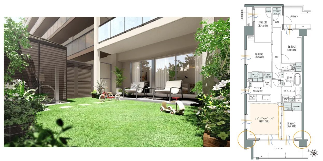 ヴィークステージ世田谷千歳烏山の専用庭完成予想CG