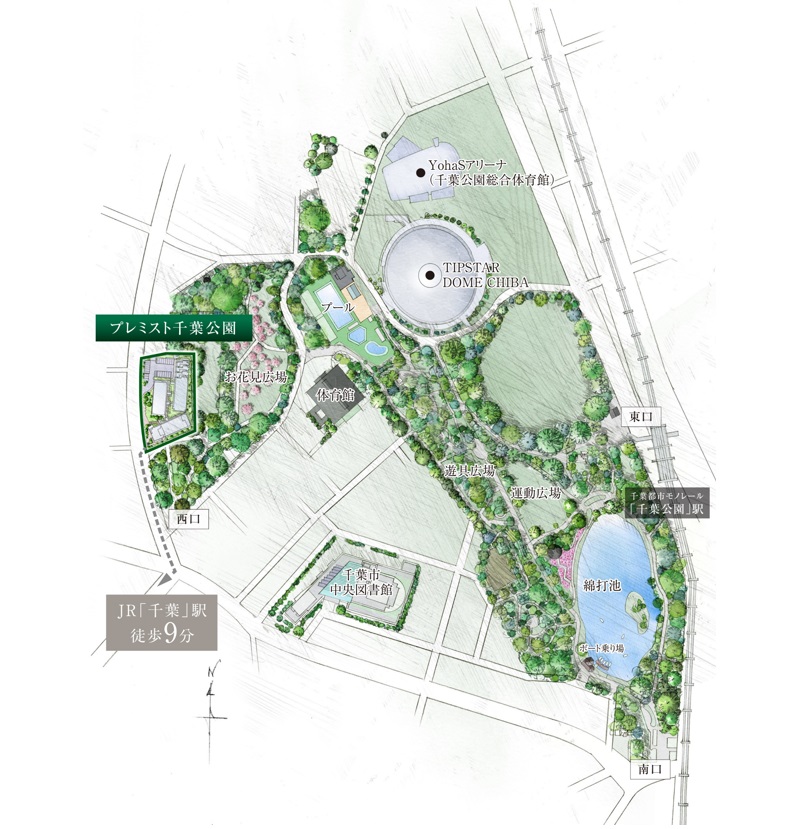④プレミスト千葉公園の千葉公園マップ