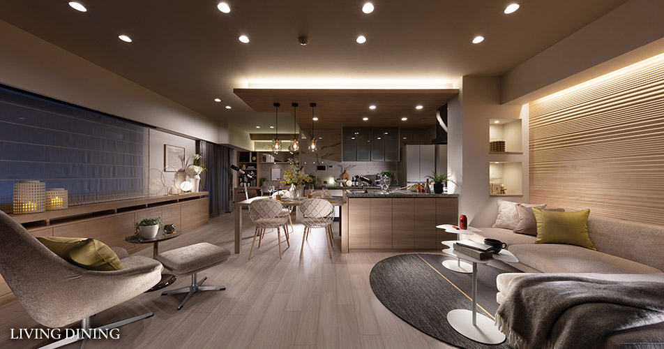 ③バンベール藤が丘ヒルズのモデルルーム（リビング・ダイニング)