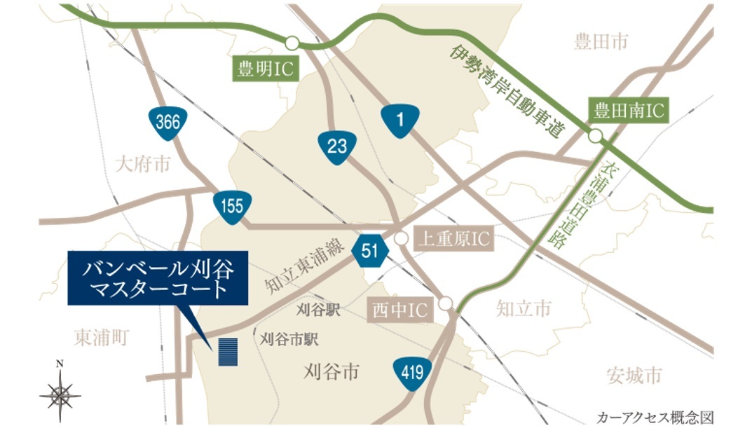 ②バンベール刈谷マスターコートのカーアクセス図
