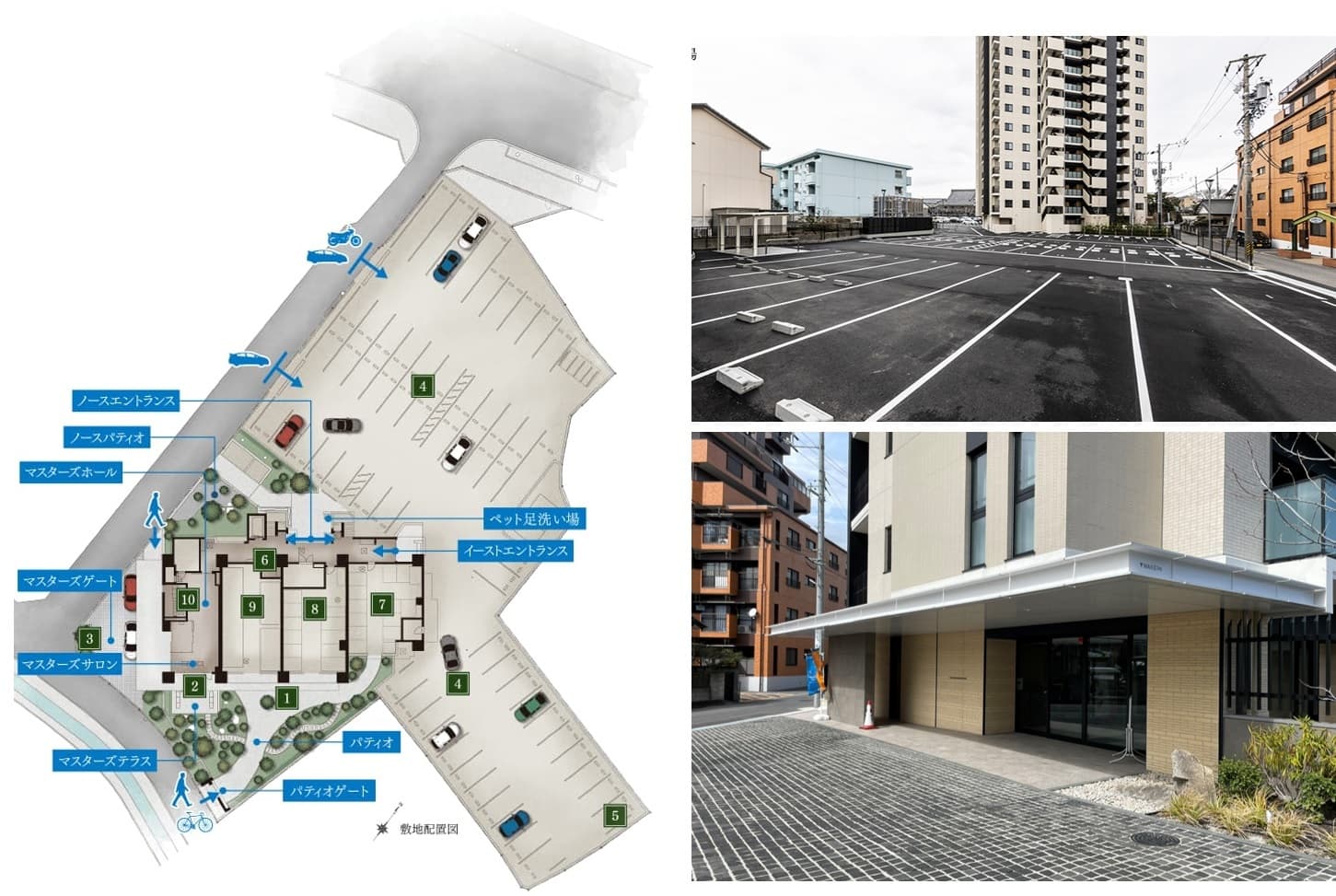 ⑥バンベール刈谷マスターコートの配棟図と駐車場