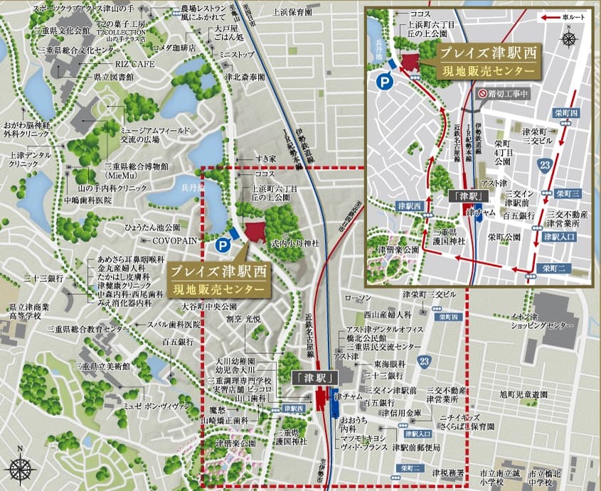プレイズ津駅西の現地案内図