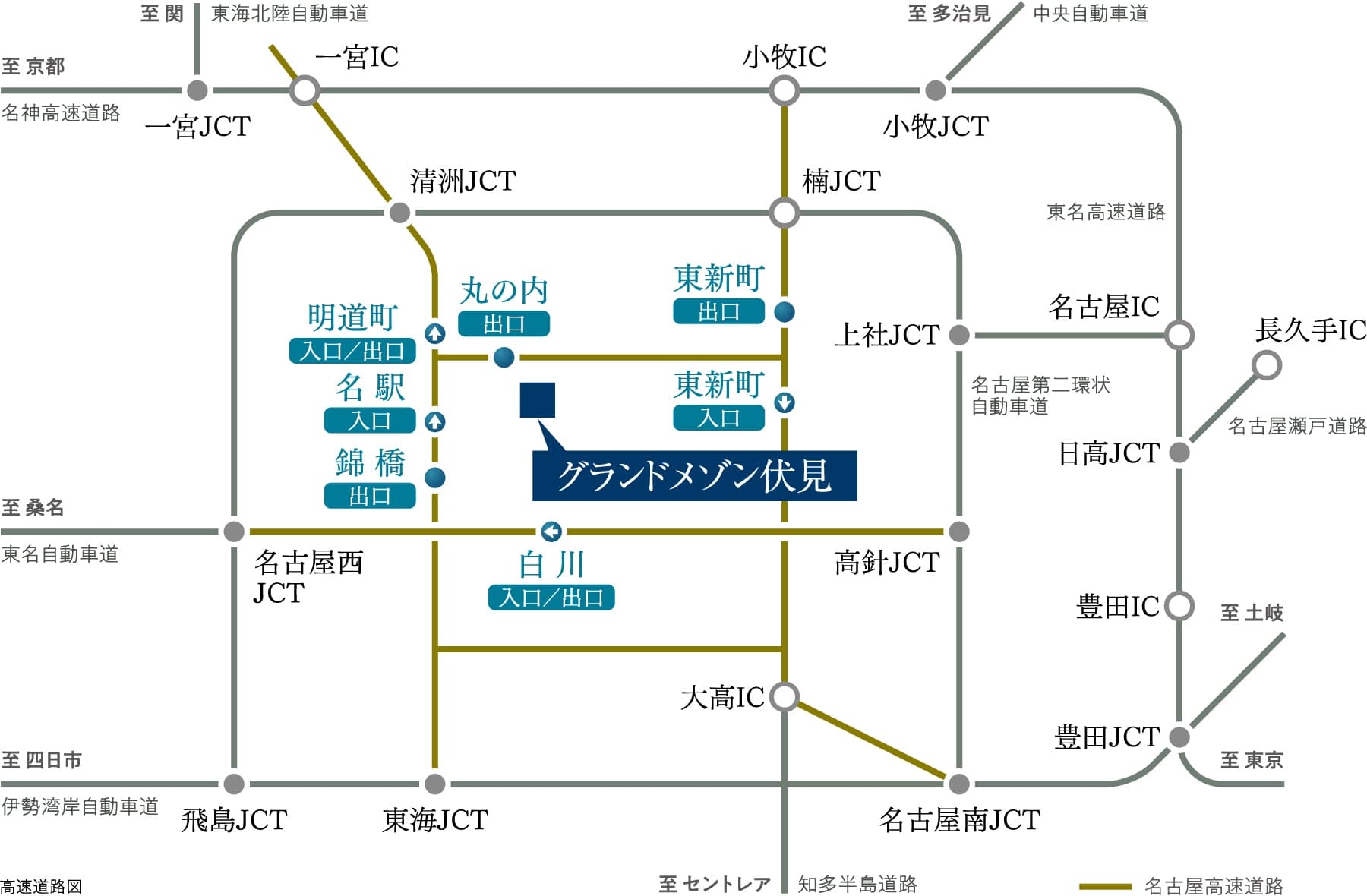 グランドメゾン伏見のカーアクセス図