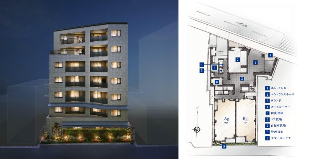 ⑨ジオ京都御所西のデザインと配棟