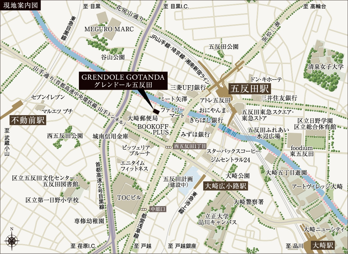 グレンドール五反田の現地案内図