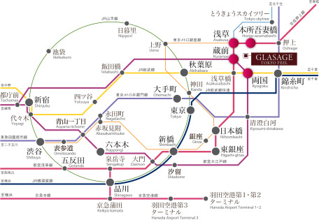 グラサージュTOKYOフィールの交通アクセス図