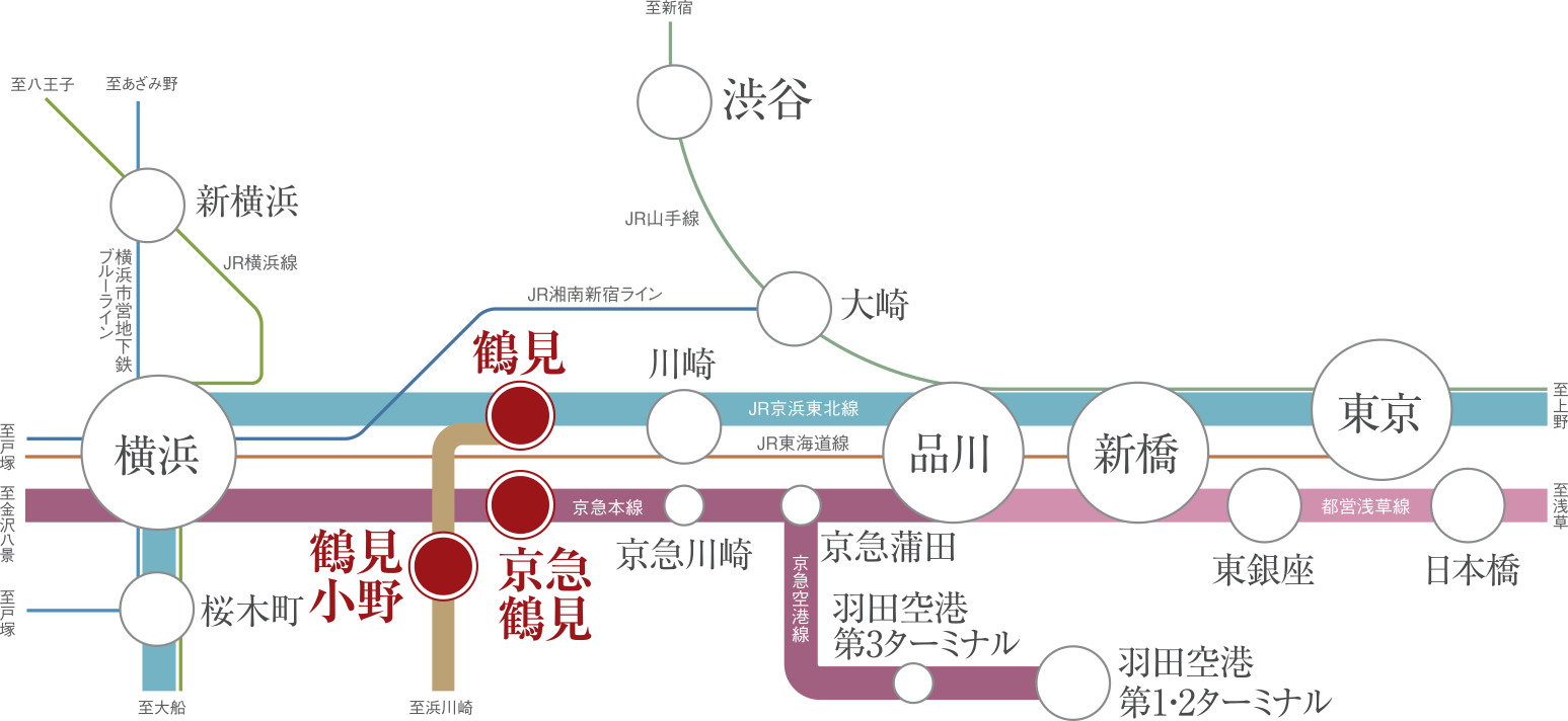 ベルジェンド横濱鶴見SKY TERRACEの交通アクセス図