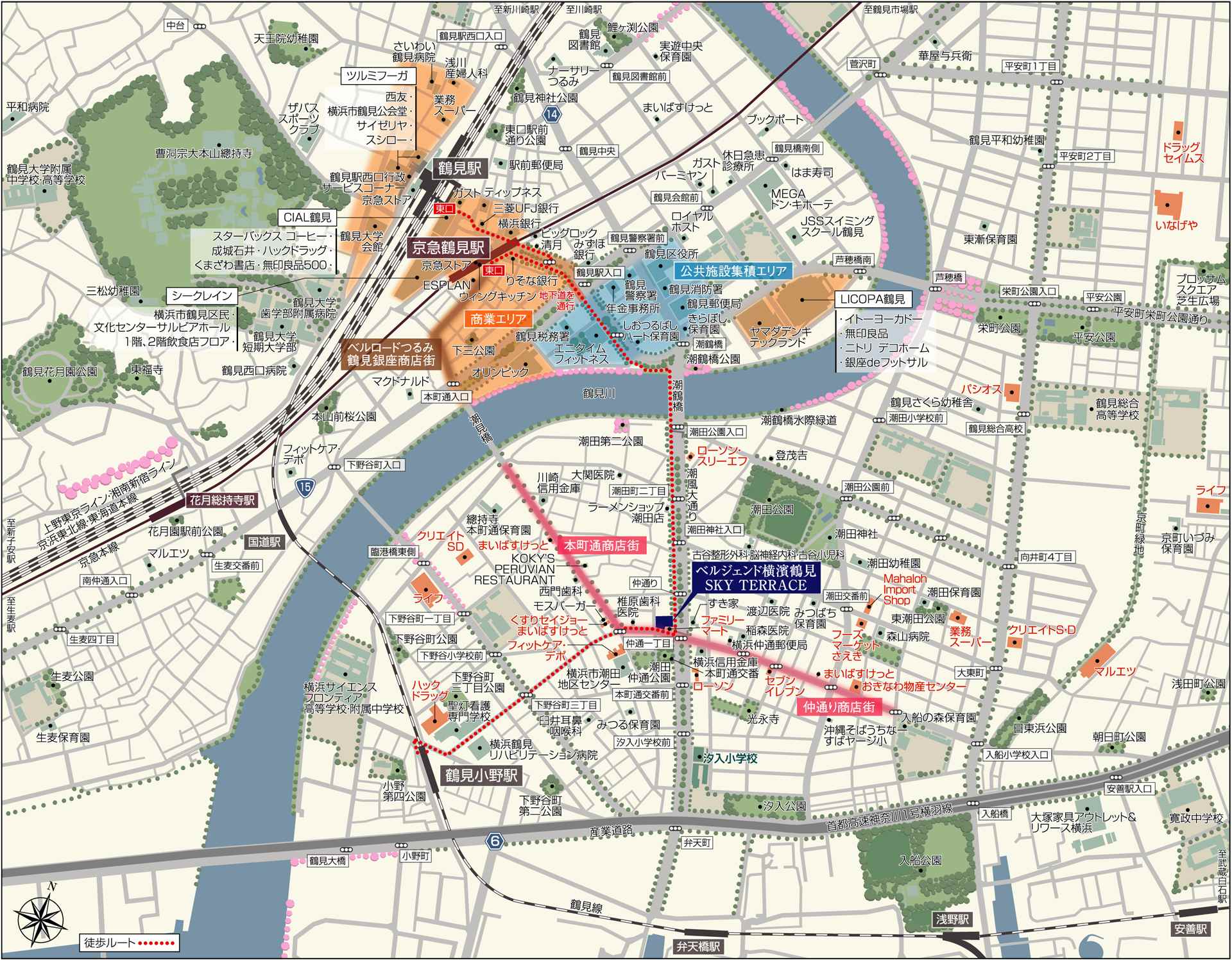 ベルジェンド横濱鶴見SKY TERRACEの現地案内図