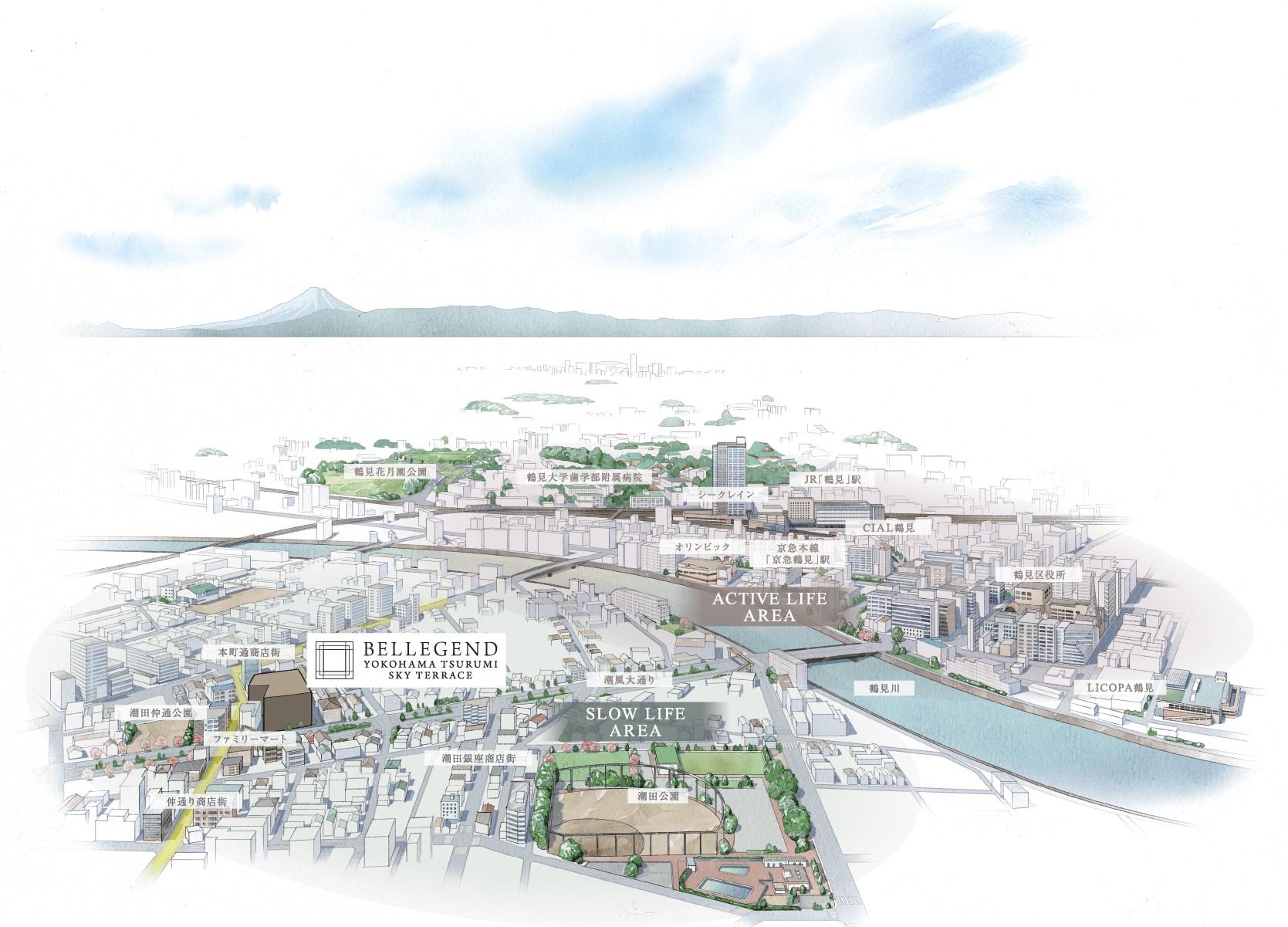 ベルジェンド横濱鶴見SKY TERRACEの立地概念イラスト