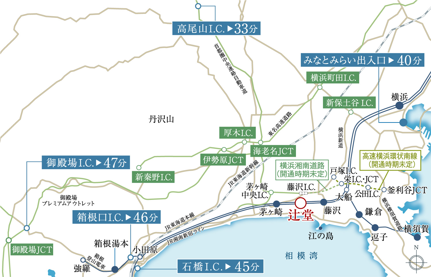 アールブラン湘南辻堂のカーアクセス概念図