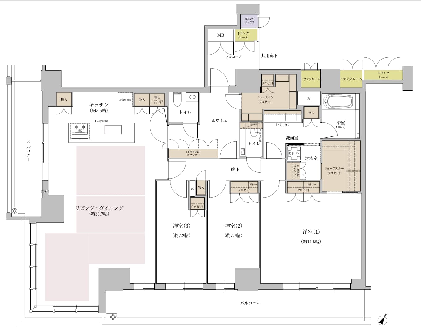 ジオタワー大阪十三の間取り図（PAタイプ）