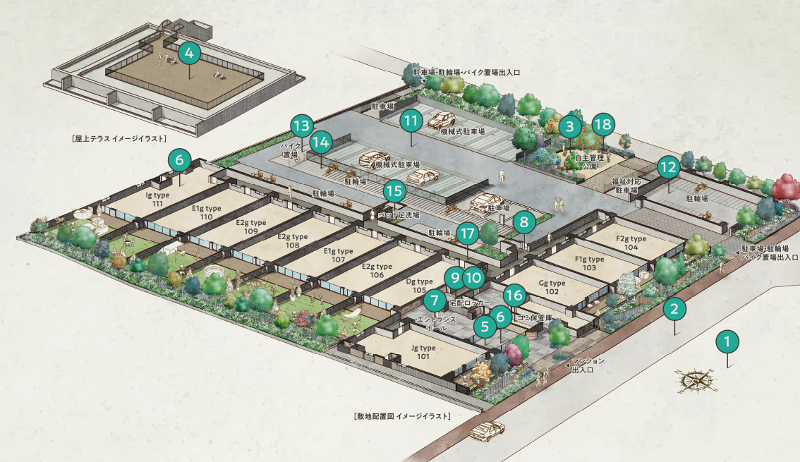 朝霞ピースプロジェクトの敷地配置図
