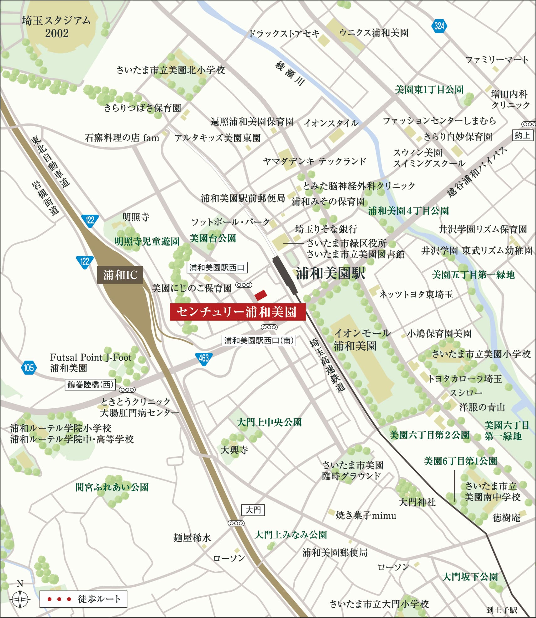 センチュリー浦和美園の現地案内図