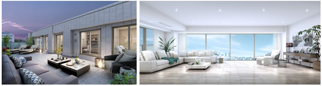 ディアナコート自由が丘翠景のルーフバルコニー完成予想CG