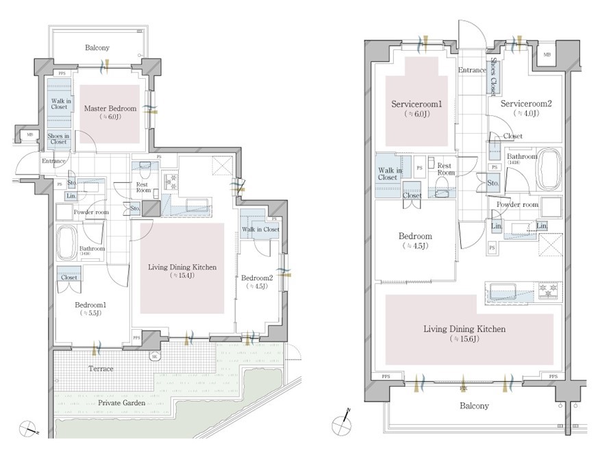アールブラン武蔵新城テラスの間取り図