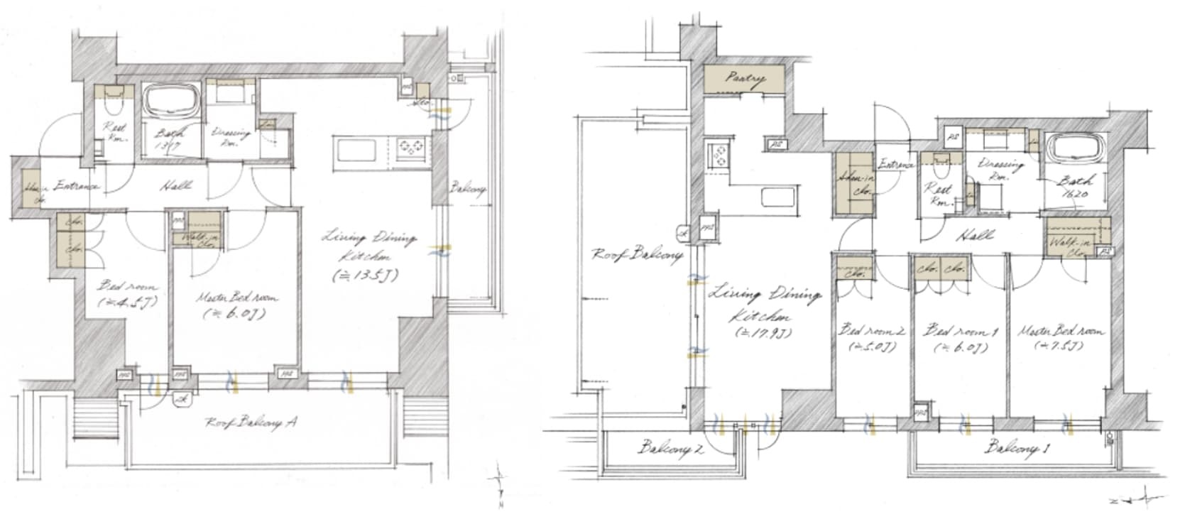 ピアース学芸大学レジデンスの間取り図（NtypeとPtype）