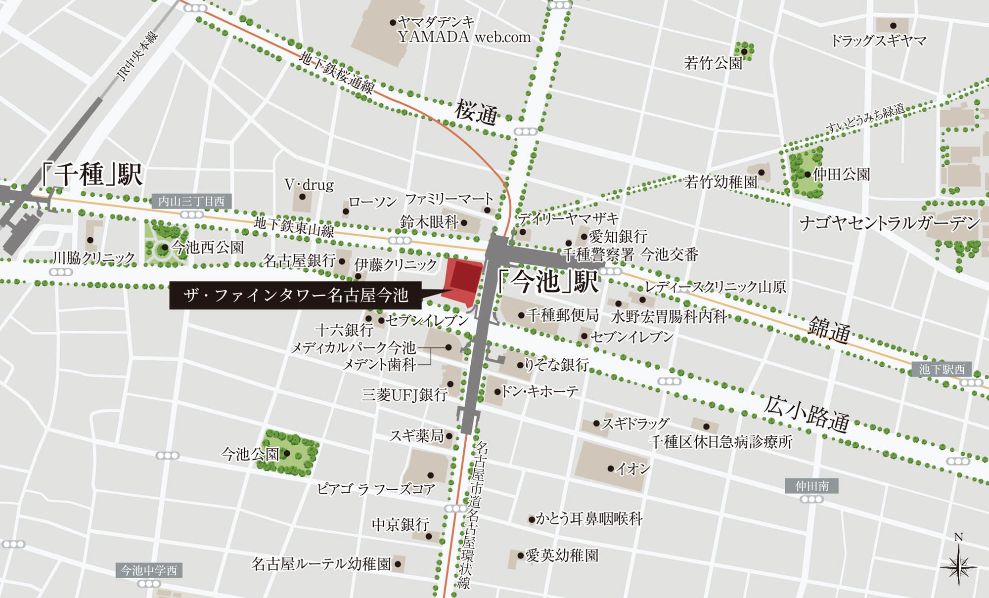 ザ・ファインタワー名古屋今池の現地案内図