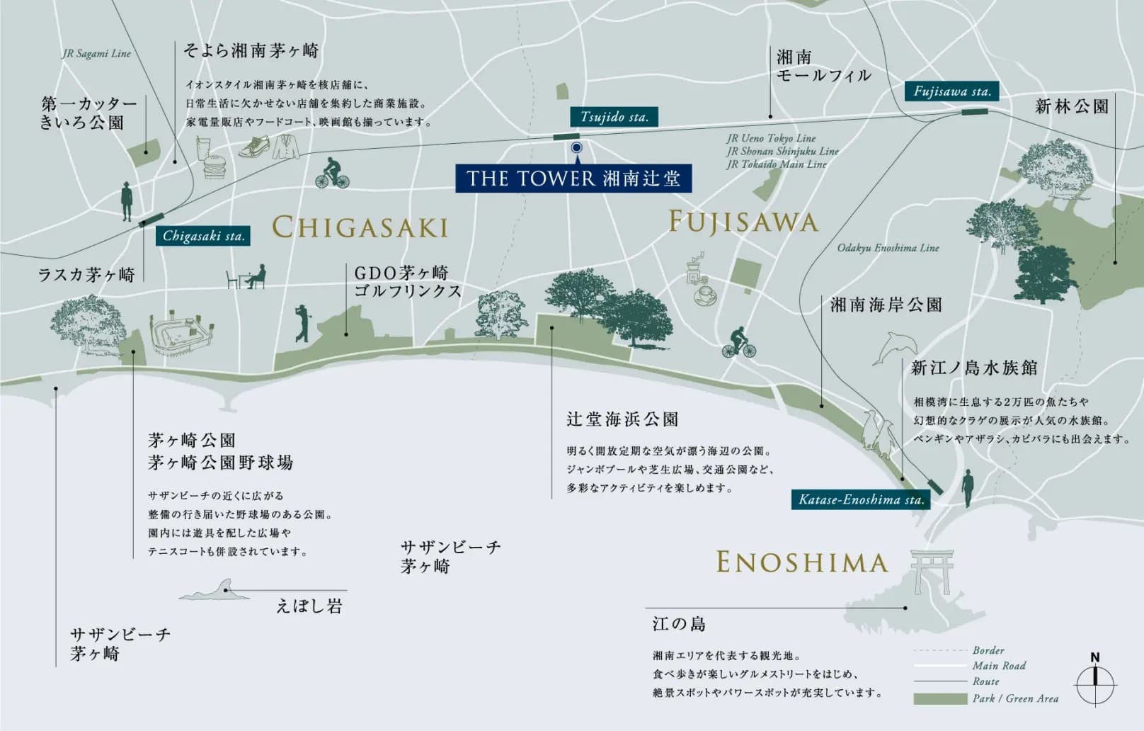 THE TOWER 湘南辻堂のサイクリングマップ