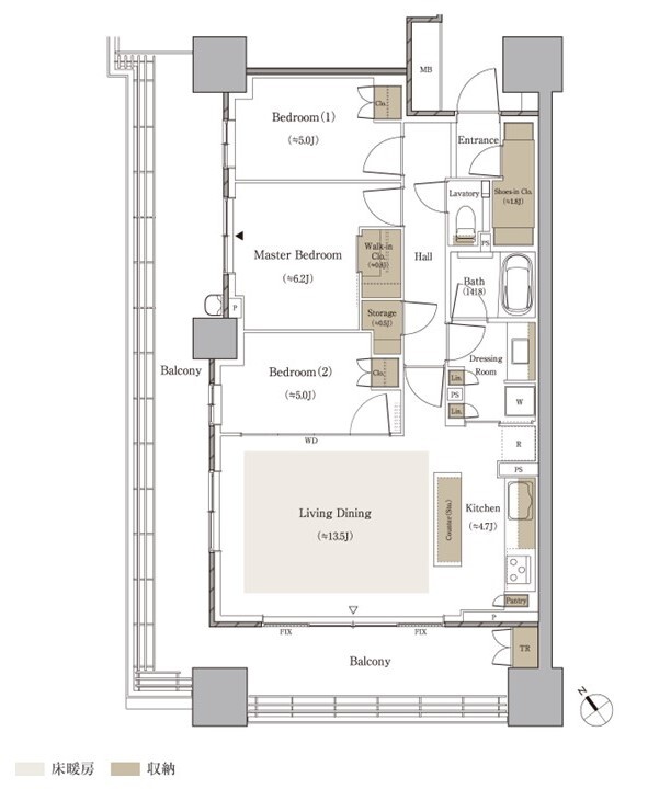 パークタワー向ヶ丘遊園の間取り図