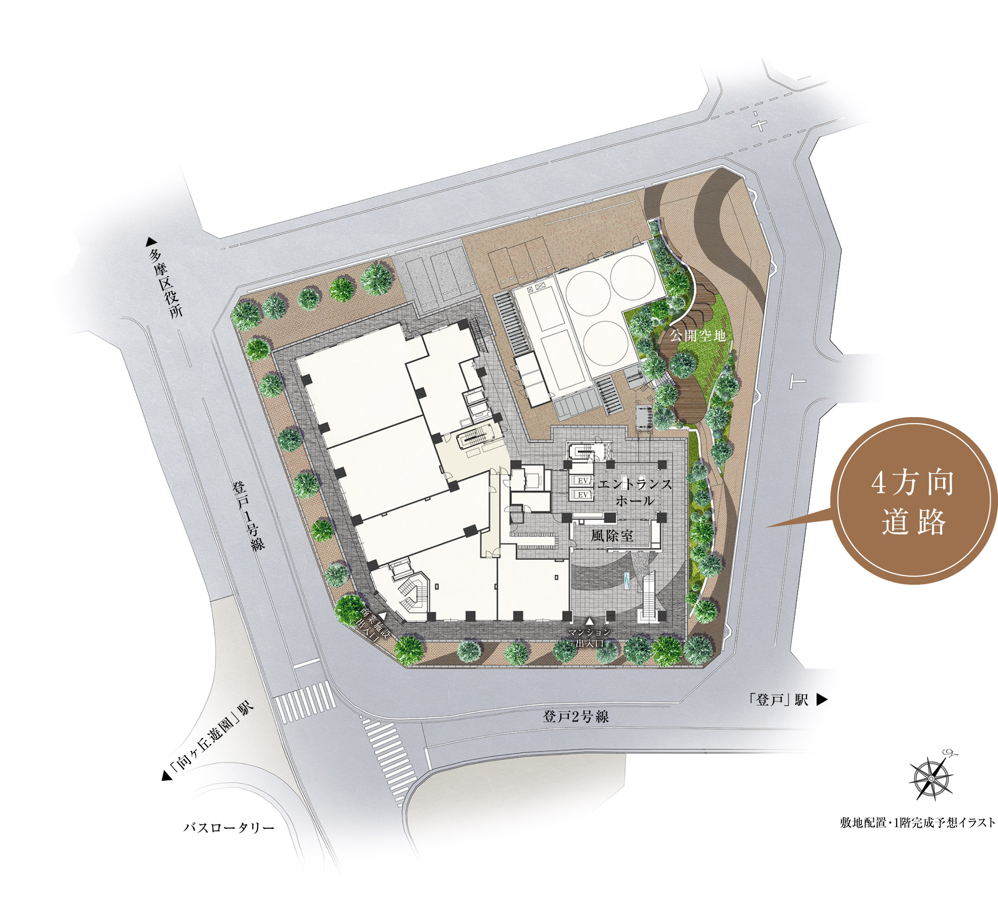パークタワー向ヶ丘遊園の敷地配置イラスト