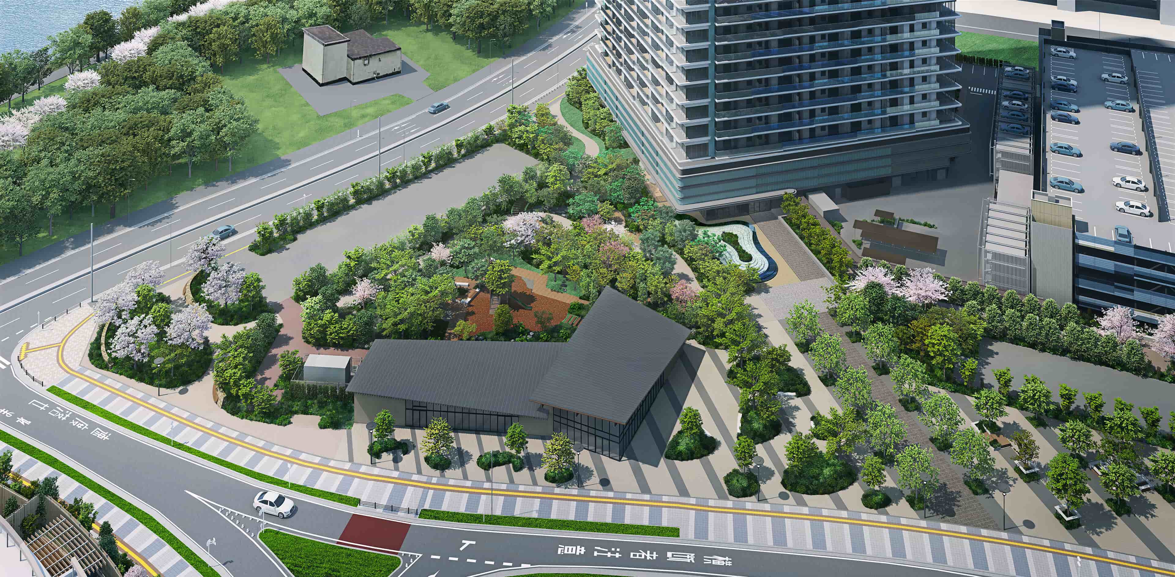 幕張ベイパーク　ライズゲートタワーのランドスケープ完成予想CG