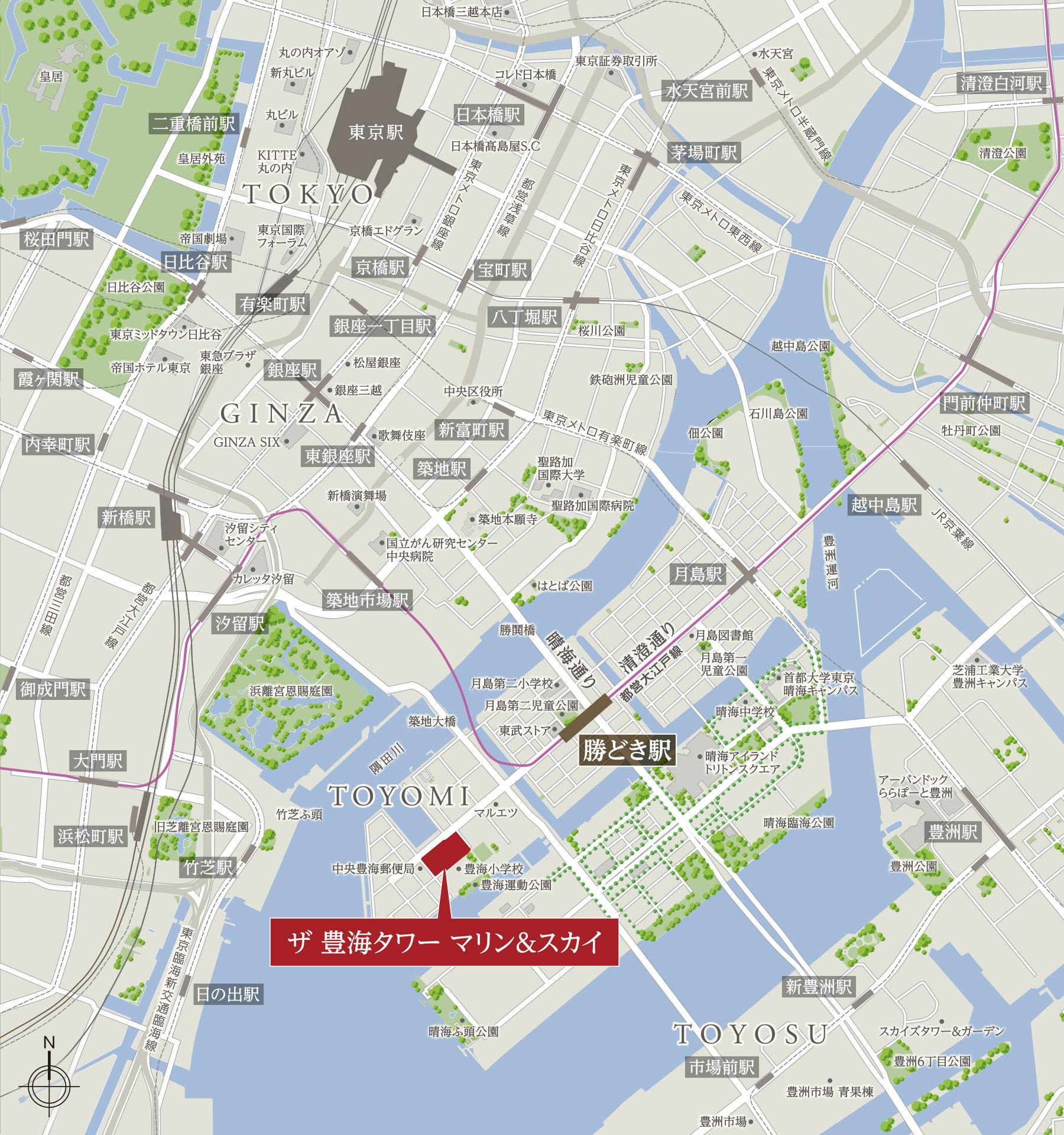 ＴＨＥ　ＴＯＹＯＭＩ　ＴＯＷＥＲ　ＭＡＲＩＮＥ＆ＳＫＹの現地案内図