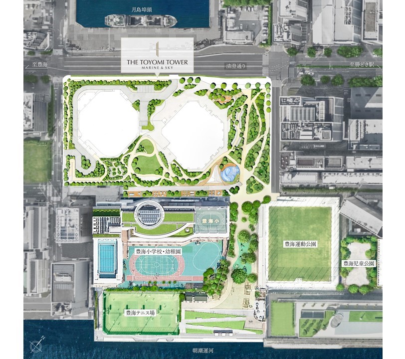 ＴＨＥ　ＴＯＹＯＭＩ　ＴＯＷＥＲ　ＭＡＲＩＮＥ＆ＳＫＹのマンション周辺図